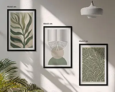 Geometrijski oblici lišća triptih u okviru