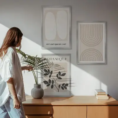 Boho plakati s nježnim biljkama set od 3 slike u okviru