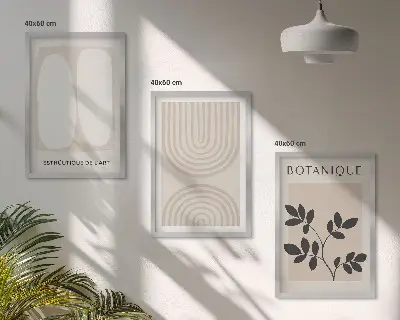 Boho plakati s nježnim biljkama set od 3 slike u okviru