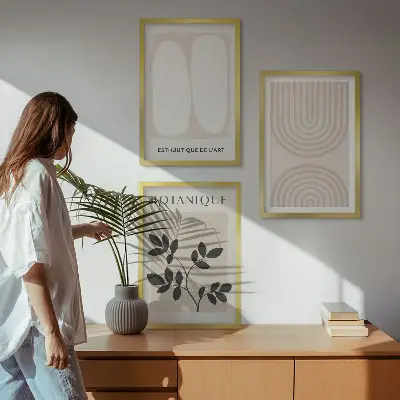 Boho plakati s nježnim biljkama set od 3 slike u okviru