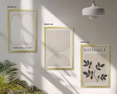 Boho plakati s nježnim biljkama set od 3 slike u okviru