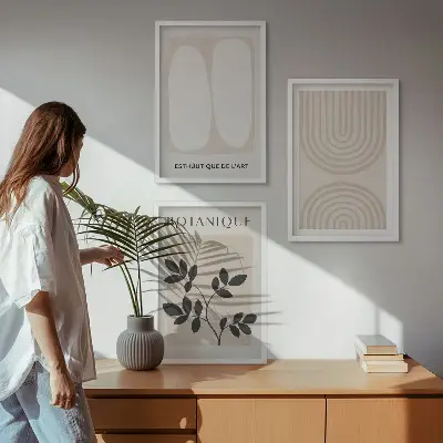 Boho plakati s nježnim biljkama set od 3 slike u okviru