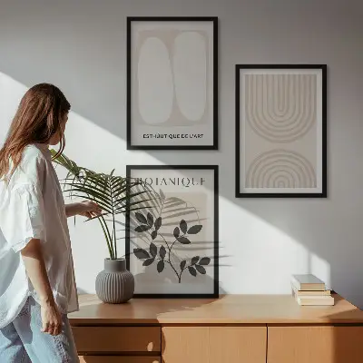 Boho plakati s nježnim biljkama set od 3 slike u okviru
