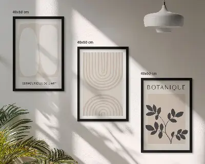 Boho plakati s nježnim biljkama set od 3 slike u okviru