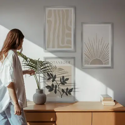 Apstraktni biljni uzorci set od 3 slike u okviru
