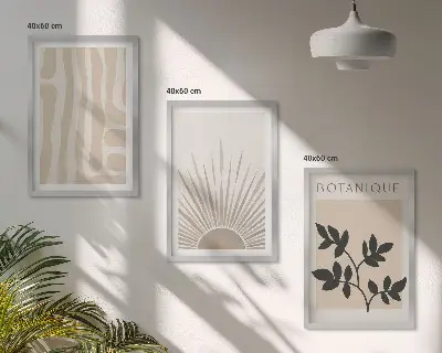 Apstraktni biljni uzorci set od 3 slike u okviru