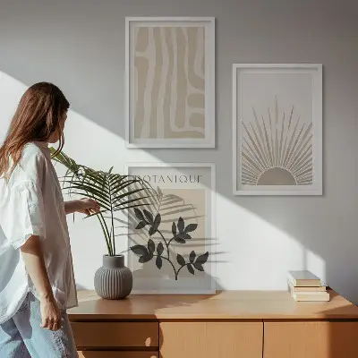 Apstraktni biljni uzorci set od 3 slike u okviru