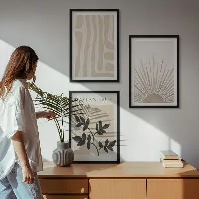 Apstraktni biljni uzorci set od 3 slike u okviru