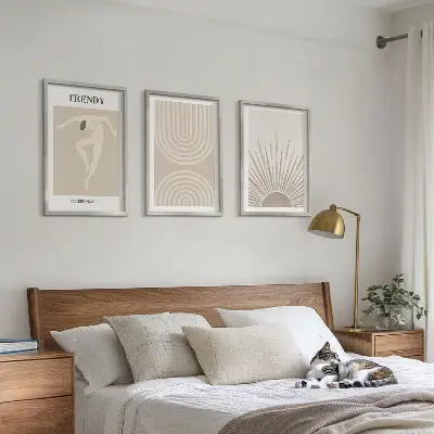 Pastelni boho apstraktni posteri triptih u okviru