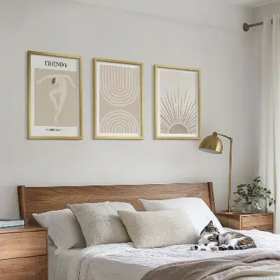 Pastelni boho apstraktni posteri triptih u okviru