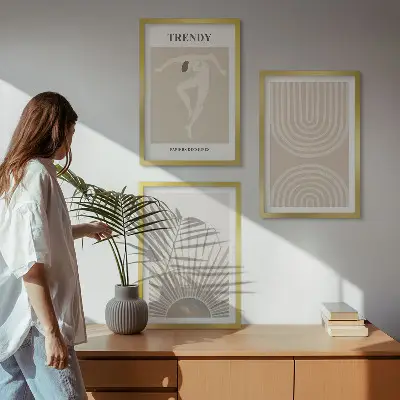 Pastelni boho apstraktni posteri triptih u okviru