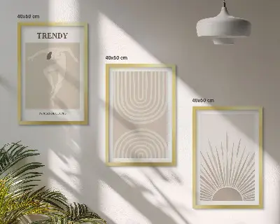 Pastelni boho apstraktni posteri triptih u okviru