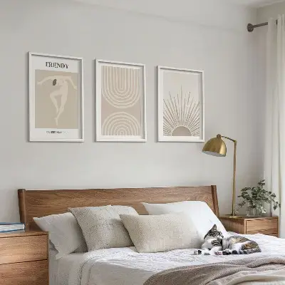 Pastelni boho apstraktni posteri triptih u okviru