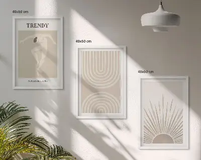 Pastelni boho apstraktni posteri triptih u okviru