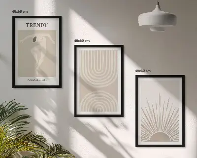 Pastelni boho apstraktni posteri triptih u okviru