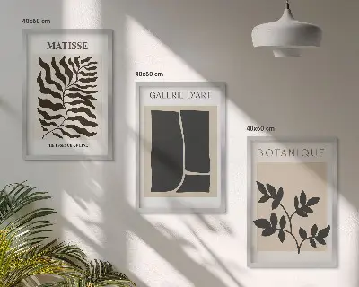 Minimalistički biljni plakati set od 3 slike u okviru