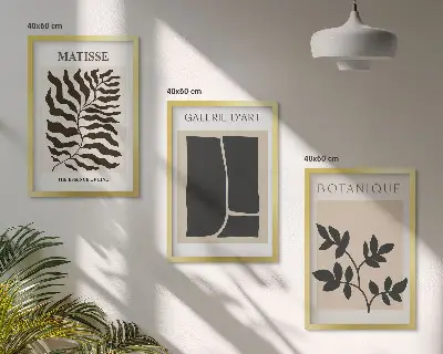 Minimalistički biljni plakati set od 3 slike u okviru