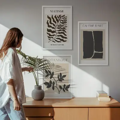 Minimalistički biljni plakati set od 3 slike u okviru