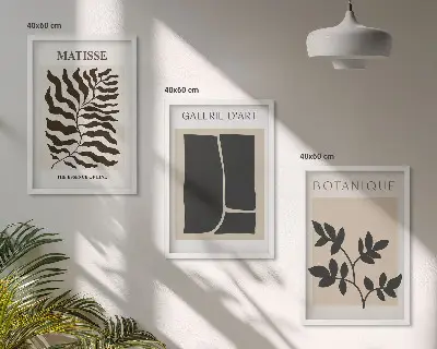 Minimalistički biljni plakati set od 3 slike u okviru