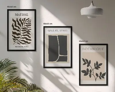 Minimalistički biljni plakati set od 3 slike u okviru