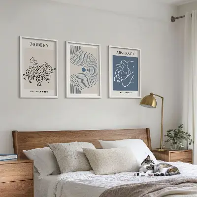 Apstraktni plakati s linijama cvijeća set od 3 slike u okviru