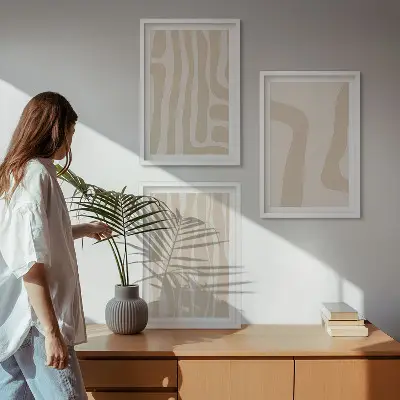 Apstraktni boho uzorci triptih u okviru
