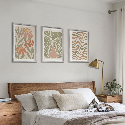 Set 3 slike u okviru Pastelno apstraktno cvijeće
