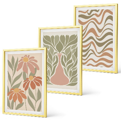 Set 3 slike u okviru Pastelno apstraktno cvijeće