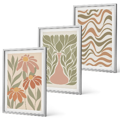 Set 3 slike u okviru Pastelno apstraktno cvijeće