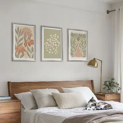 Cvjetni boho uzorci triptih u okviru