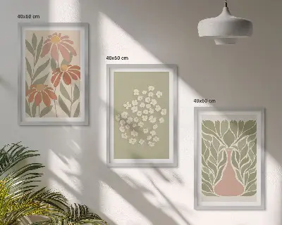 Cvjetni boho uzorci triptih u okviru