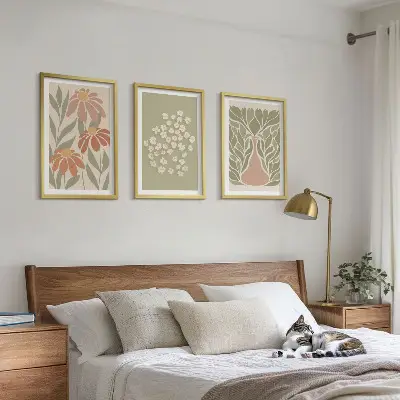 Cvjetni boho uzorci triptih u okviru