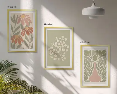 Cvjetni boho uzorci triptih u okviru