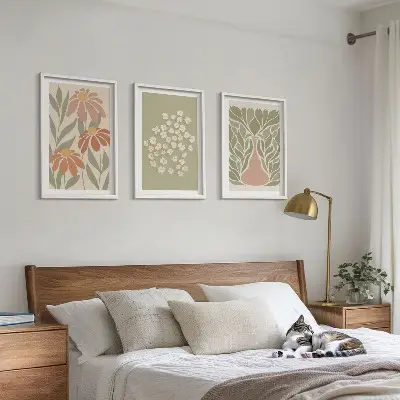 Cvjetni boho uzorci triptih u okviru