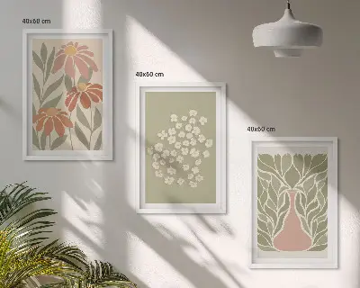 Cvjetni boho uzorci triptih u okviru