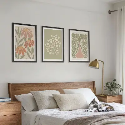 Cvjetni boho uzorci triptih u okviru