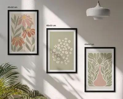 Cvjetni boho uzorci triptih u okviru