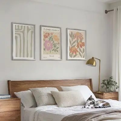 Botanički motivi pariški minimalizam set od 3 slike u okviru