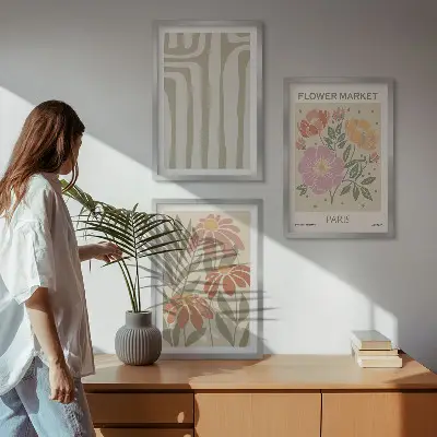 Botanički motivi pariški minimalizam set od 3 slike u okviru