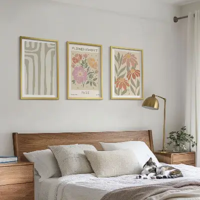 Botanički motivi pariški minimalizam set od 3 slike u okviru