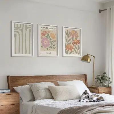 Botanički motivi pariški minimalizam set od 3 slike u okviru