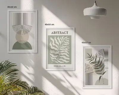 Botaničke boho apstrakcije triptih u okviru
