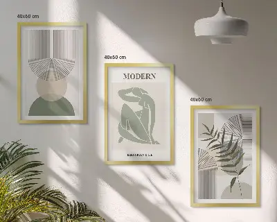Set 3 slike s motivom biljaka u okviru