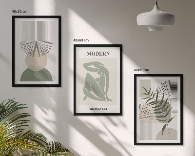 Set 3 slike u okviru Elegantna grafika biljaka