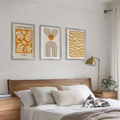 Plakati s geometrijskim uzorcima biljaka set od 3 slike u okviru