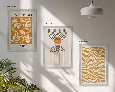 Plakati s geometrijskim uzorcima biljaka set od 3 slike u okviru