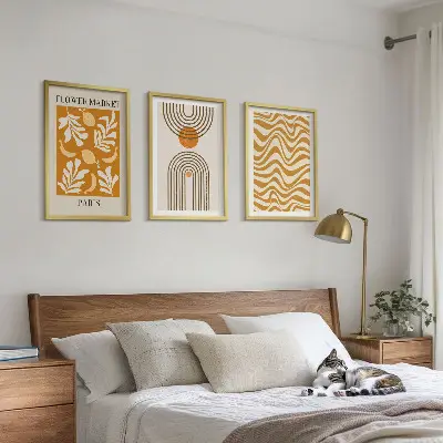 Plakati s geometrijskim uzorcima biljaka set od 3 slike u okviru