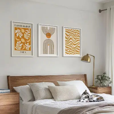 Plakati s geometrijskim uzorcima biljaka set od 3 slike u okviru