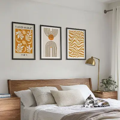 Plakati s geometrijskim uzorcima biljaka set od 3 slike u okviru
