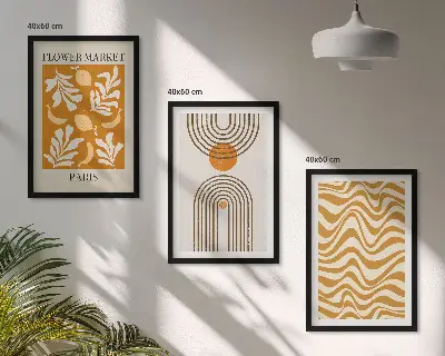 Plakati s geometrijskim uzorcima biljaka set od 3 slike u okviru